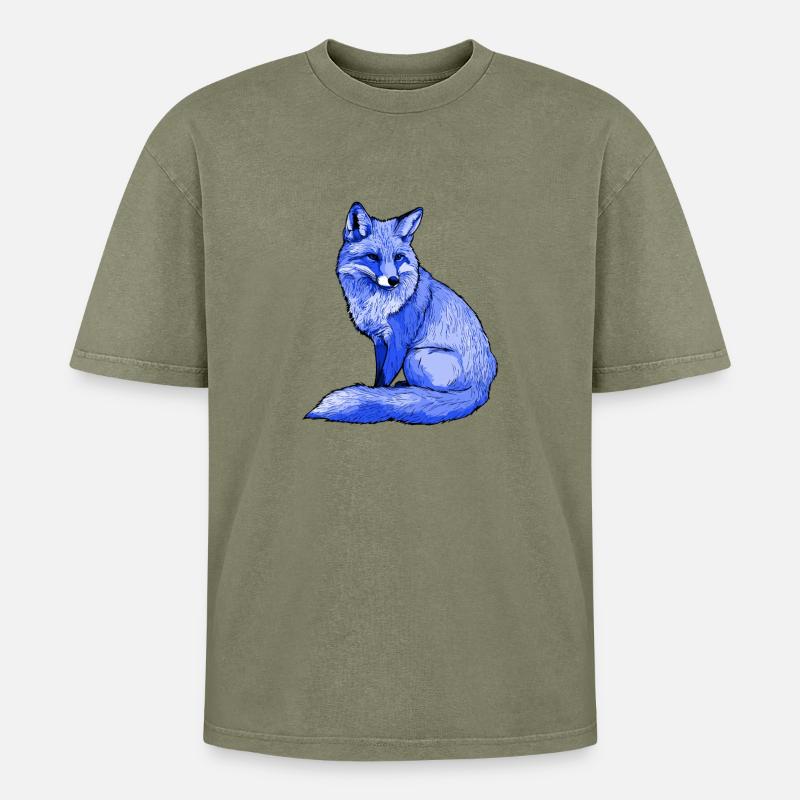 Fuchs Polarfuchs - Oversized Unisex Premium Acid-Washed T-Shirt - Grün Acid Wash