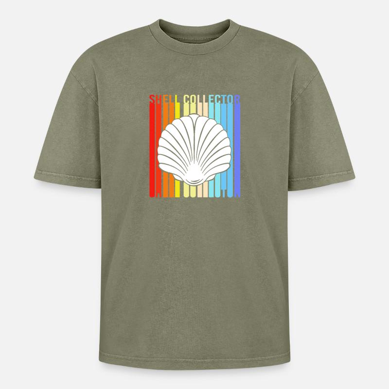 Shell Shell Collector - Oversized Unisex Premium Acid-Washed T-Shirt - acid washed green