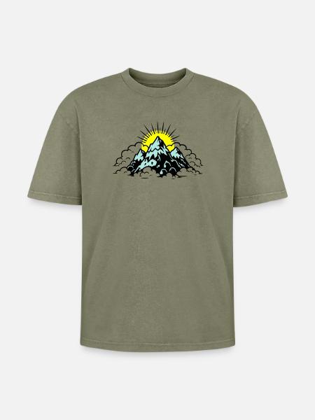 Mountains Alps Nature - Oversized Unisex Premium Acid-Washed T-Shirt - acid washed green