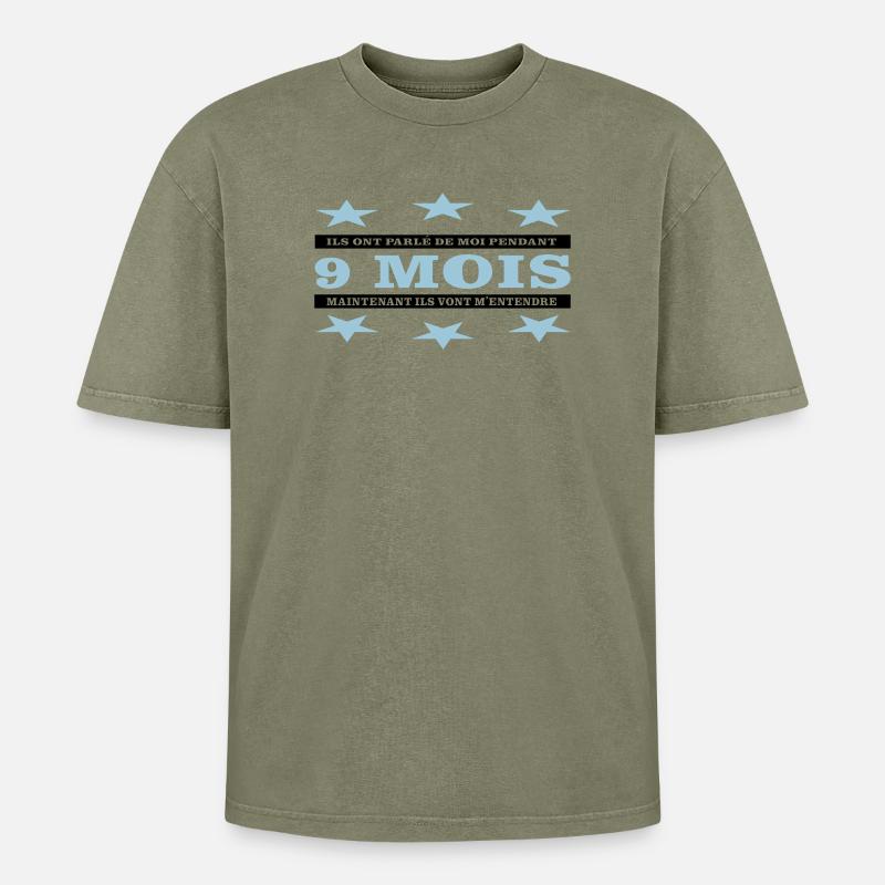 9 Monate - Oversized Unisex Premium Acid-Washed T-Shirt - Grün Acid Wash