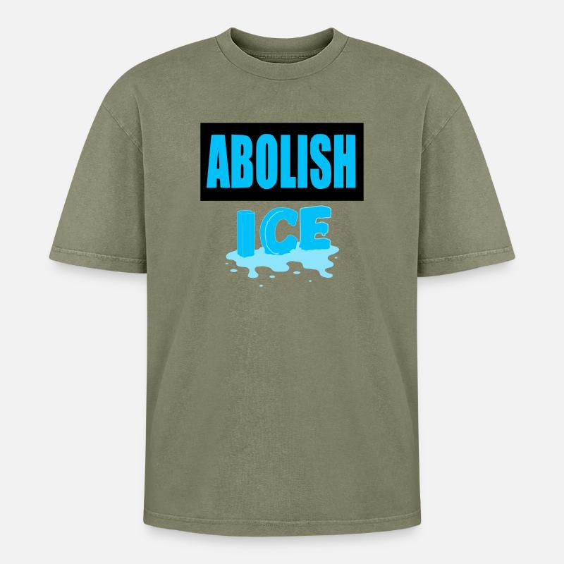 I.C.E. abschaffen: - Oversized Unisex Premium Acid-Washed T-Shirt - Grün Acid Wash