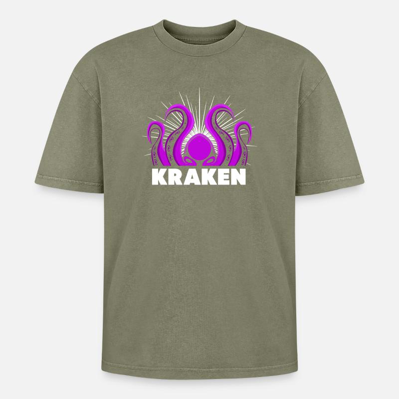 Octopus Octopus Octopus Octopus Octopus - Oversized Unisex Premium Acid-Washed T-Shirt - acid washed green