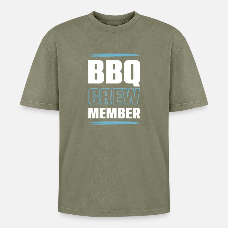 Bbq Crew - Oversized Unisex Premium Acid-Washed T-Shirt - acid washed green