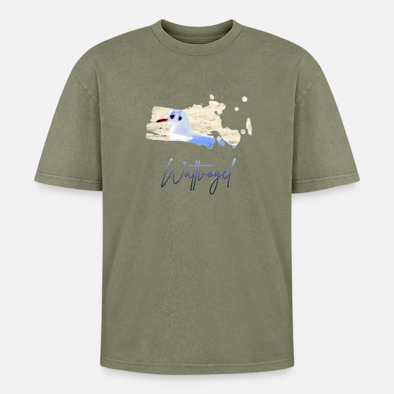 Wattvogel_2 - Oversized Unisex Premium Acid-Washed T-Shirt - Grün Acid Wash