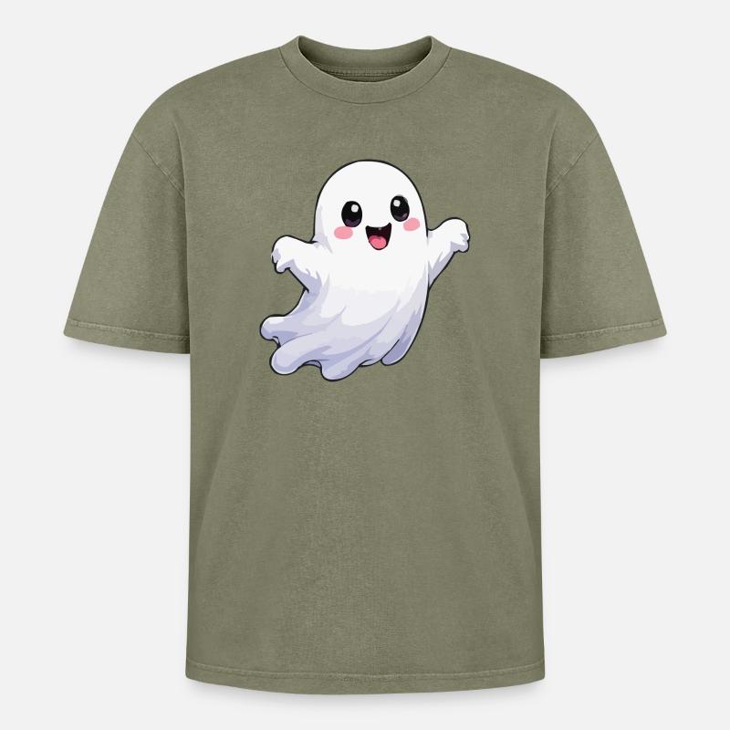 geist-comic-fun - Oversized Unisex Premium Acid-Washed T-Shirt - Grün Acid Wash