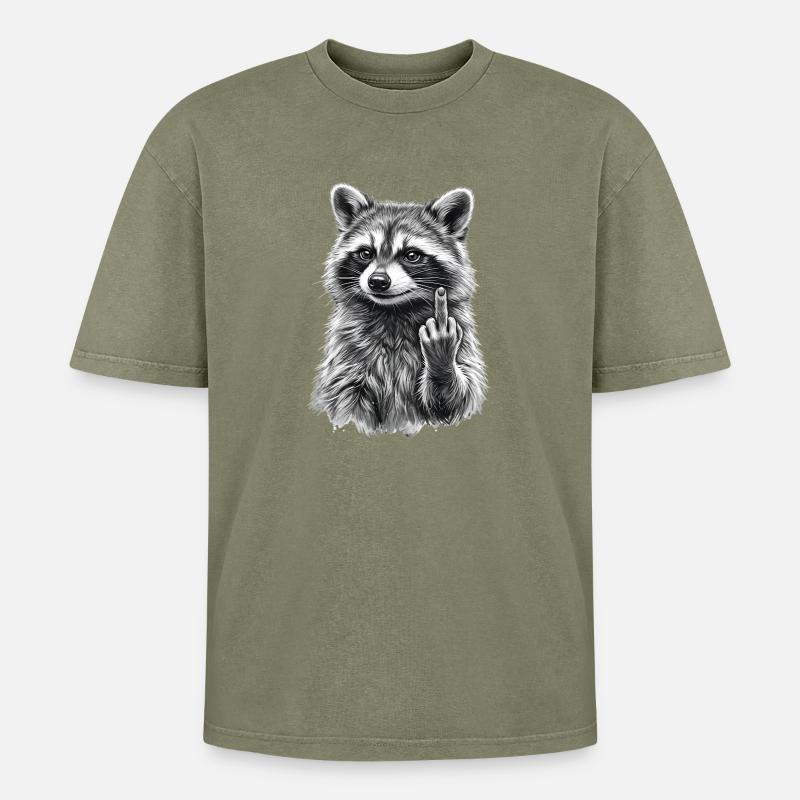 grumpy raccoon - T-shirt Premium unisexe oversize acid-washed - vert délavé acide