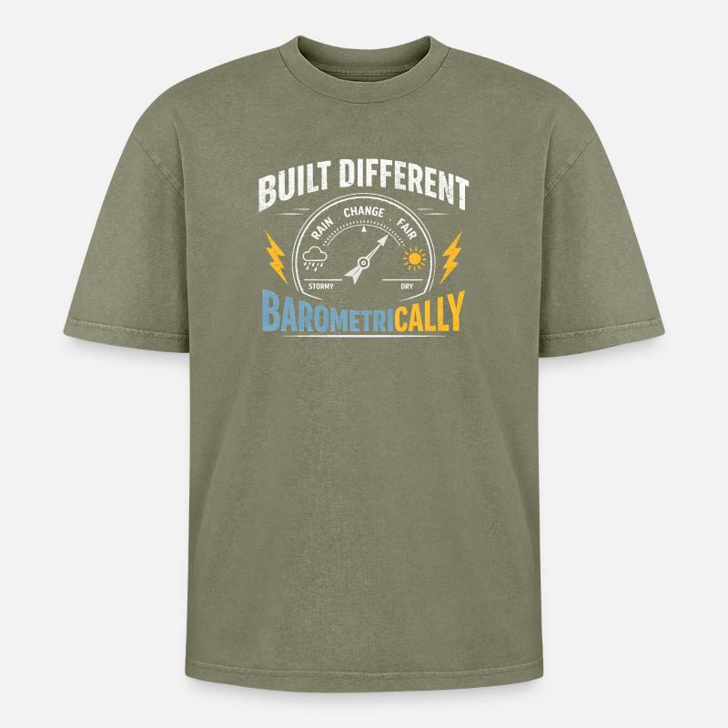 Différences barométriques | Météorologie - T-shirt Premium unisexe oversize acid-washed - vert délavé acide