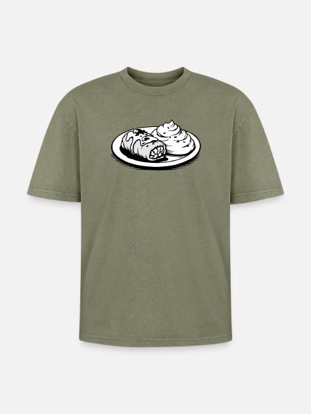Golubzi cabbage wrap with mashed potatoes - Oversized Unisex Premium Acid-Washed T-Shirt - acid washed green