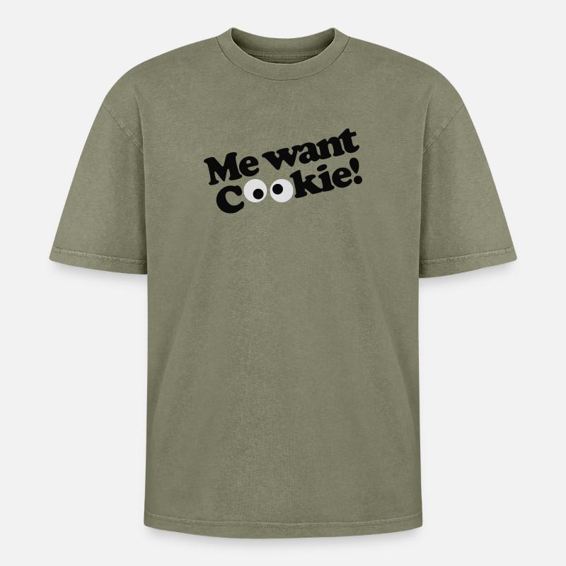Ich will Plätzchen! - Oversized Unisex Premium Acid-Washed T-Shirt - Grün Acid Wash