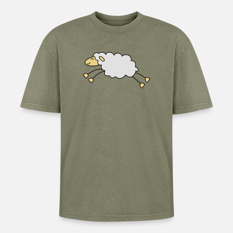 springendes schaf schäfer - Oversized Unisex Premium Acid-Washed T-Shirt - Grün Acid Wash