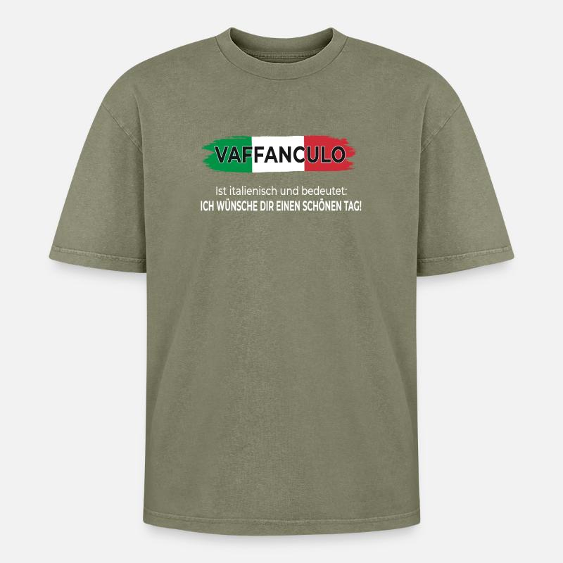 Vaffanculo – Have a nice day - Oversized Unisex Premium Acid-Washed T-Shirt - acid washed green