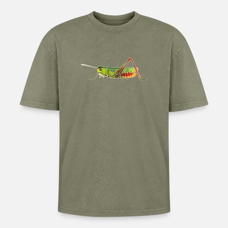 Heidegrashüpfer - Oversized Unisex Premium Acid-Washed T-Shirt - Grün Acid Wash