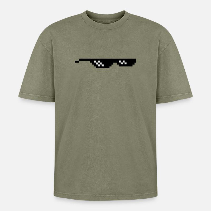 Pixelbrille Sunglasses Pixel - Oversized Unisex Premium Acid-Washed T-Shirt - Grün Acid Wash