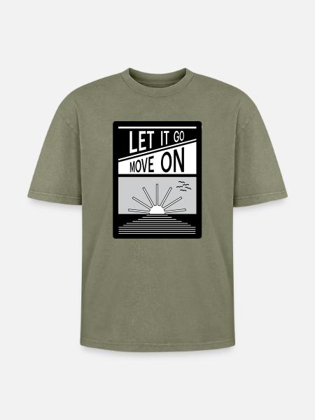 Loslassen. Mach weiter. - Oversized Unisex Premium Acid-Washed T-Shirt - Grün Acid Wash