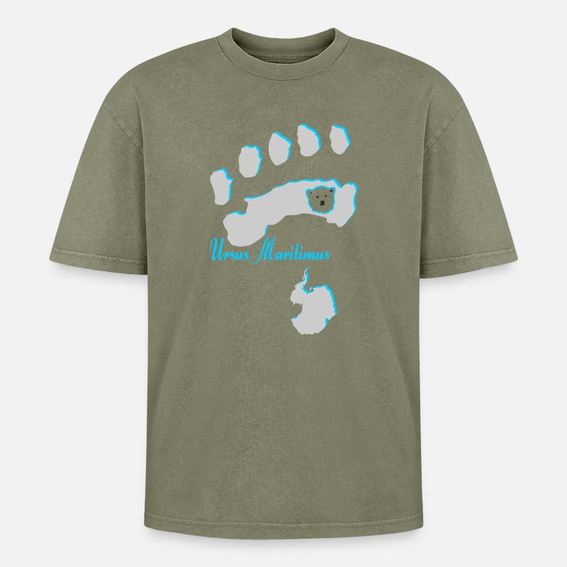 Eisbär 7 - Oversized Unisex Premium Acid-Washed T-Shirt - Grün Acid Wash