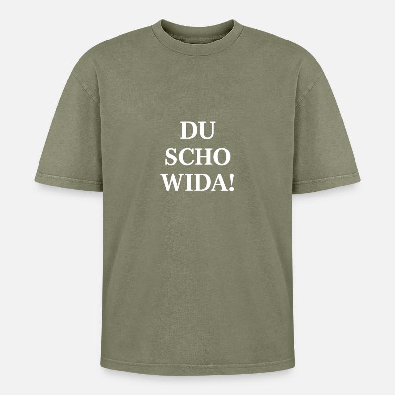 Du scho wida Bold Statement - T-shirt Premium unisexe oversize acid-washed - vert délavé acide