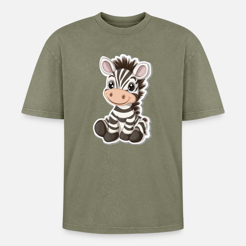 Zebra - Oversized Unisex Premium Acid-Washed T-Shirt - Grün Acid Wash