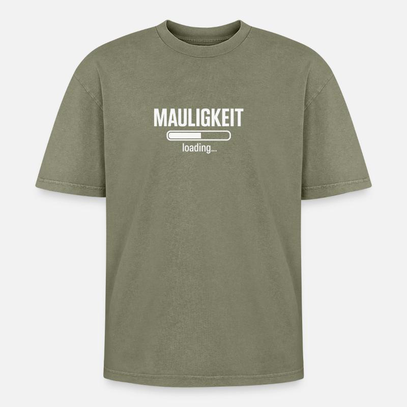 Mauligkeit – Loading… - Oversized Unisex Premium Acid-Washed T-Shirt - Grün Acid Wash