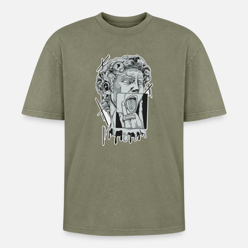 Skulptur von David - Oversized Unisex Premium Acid-Washed T-Shirt - Grün Acid Wash