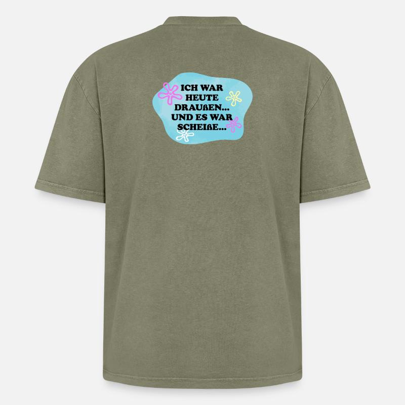 Ich war draußen | Sarkasmus Retro Meme - Oversized Unisex Premium Acid-Washed T-Shirt - Grün Acid Wash