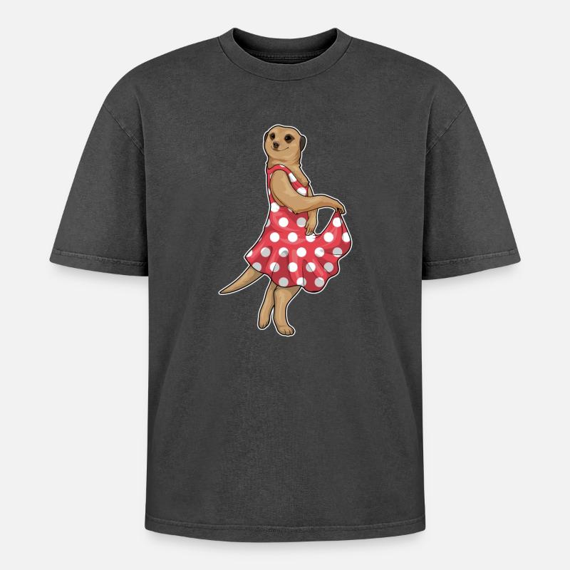 Erdmännchen Polka Dots Kleid - Oversized Unisex Premium Acid-Washed T-Shirt - Schwarz Acid Wash