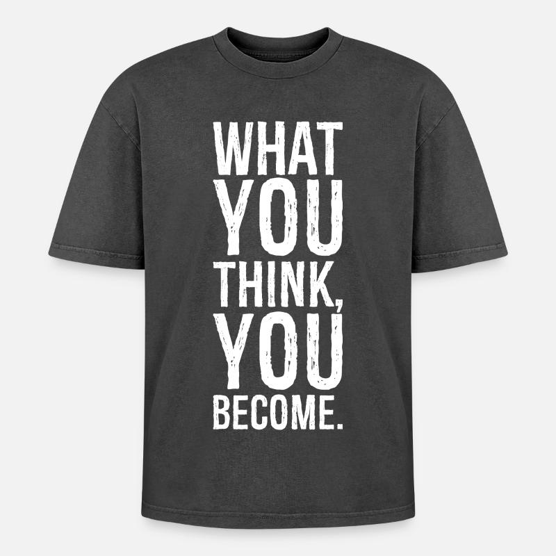 was du glaubst zu werden - Oversized Unisex Premium Acid-Washed T-Shirt - Schwarz Acid Wash