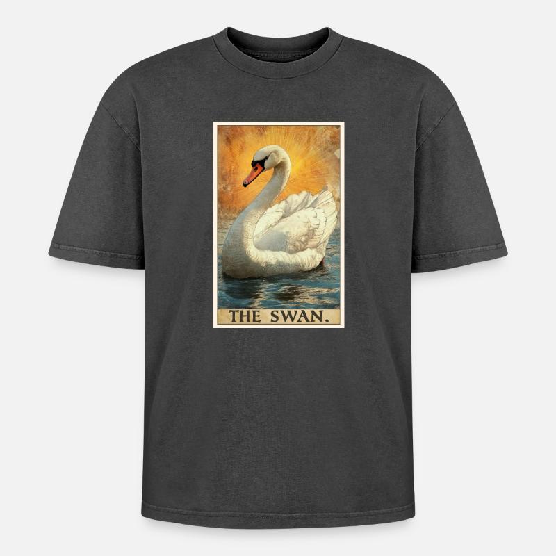 Swans Swan - Oversized Unisex Premium Acid-Washed T-Shirt - acid washed black