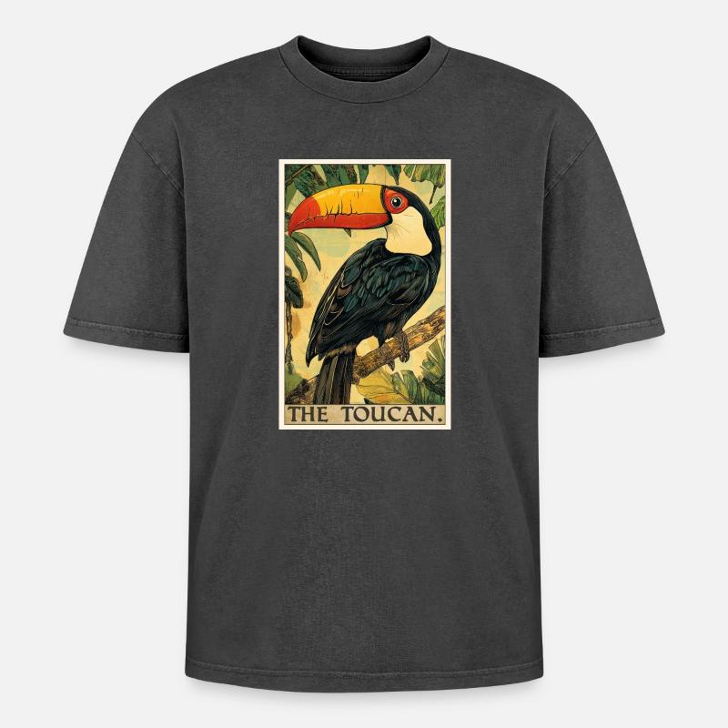 Tukane Tukan - Oversized Unisex Premium Acid-Washed T-Shirt - Schwarz Acid Wash