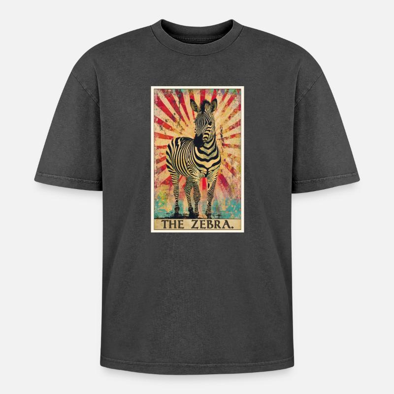 Zebras Zebra - Oversized Unisex Premium Acid-Washed T-Shirt - acid washed black