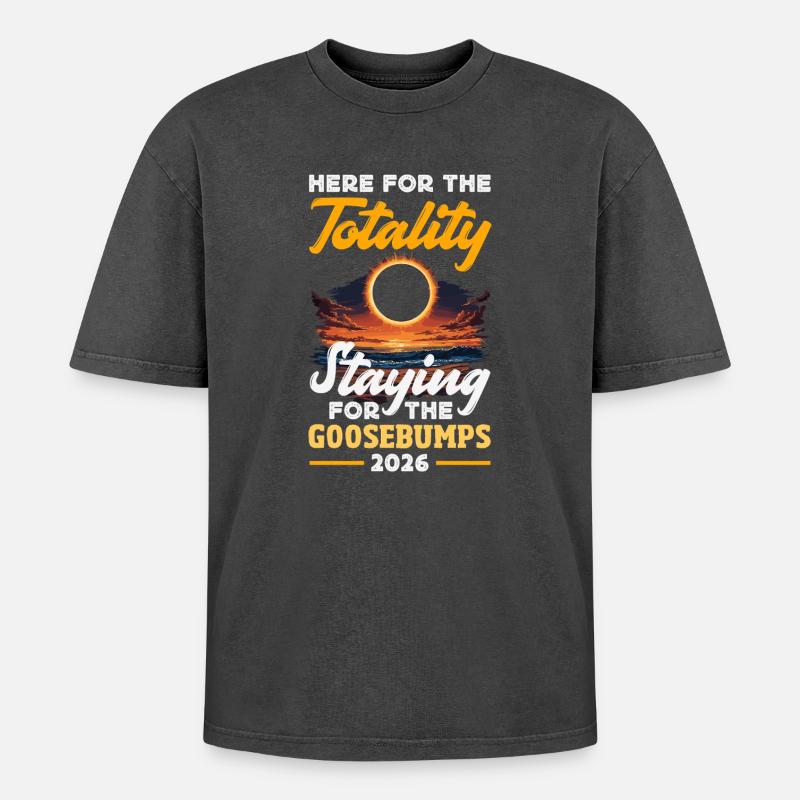 Solar eclipse 2026, August 12 - Oversized Unisex Premium Acid-Washed T-Shirt - acid washed black