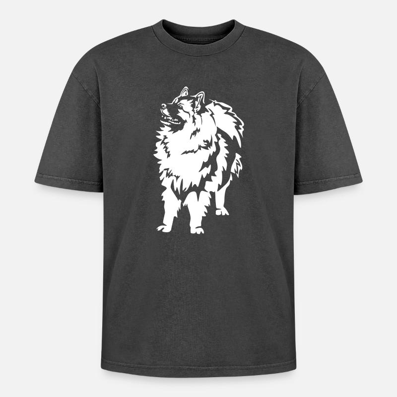 Wolfsspitz "Black Edition" - Oversized Unisex Premium Acid-Washed T-Shirt - acid washed black