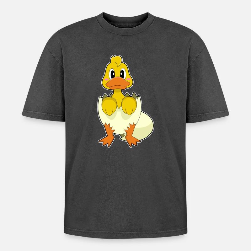 Duck Egg Eggshell - Oversized Unisex Premium Acid-Washed T-Shirt - acid washed black