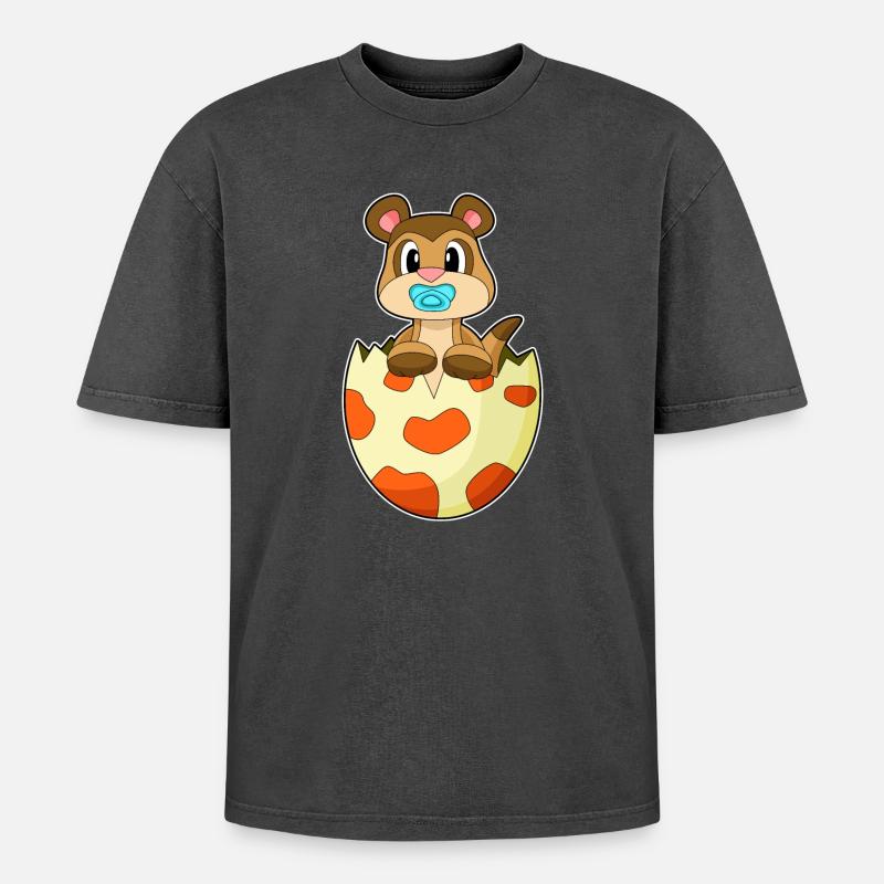 Erdmännchen Schnuller - Oversized Unisex Premium Acid-Washed T-Shirt - Schwarz Acid Wash