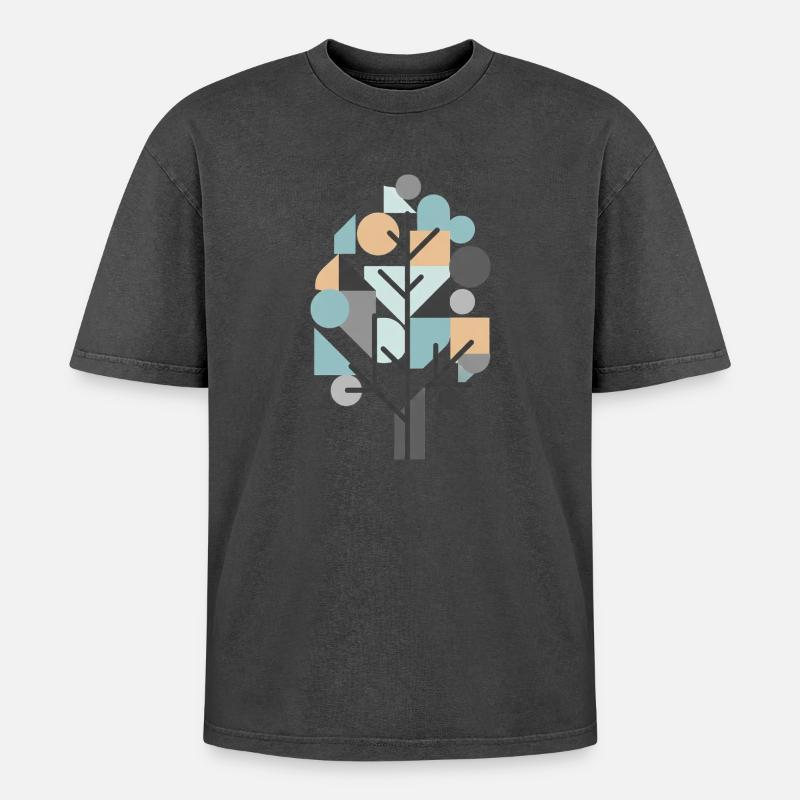 Baum - Oversized Unisex Premium Acid-Washed T-Shirt - Schwarz Acid Wash
