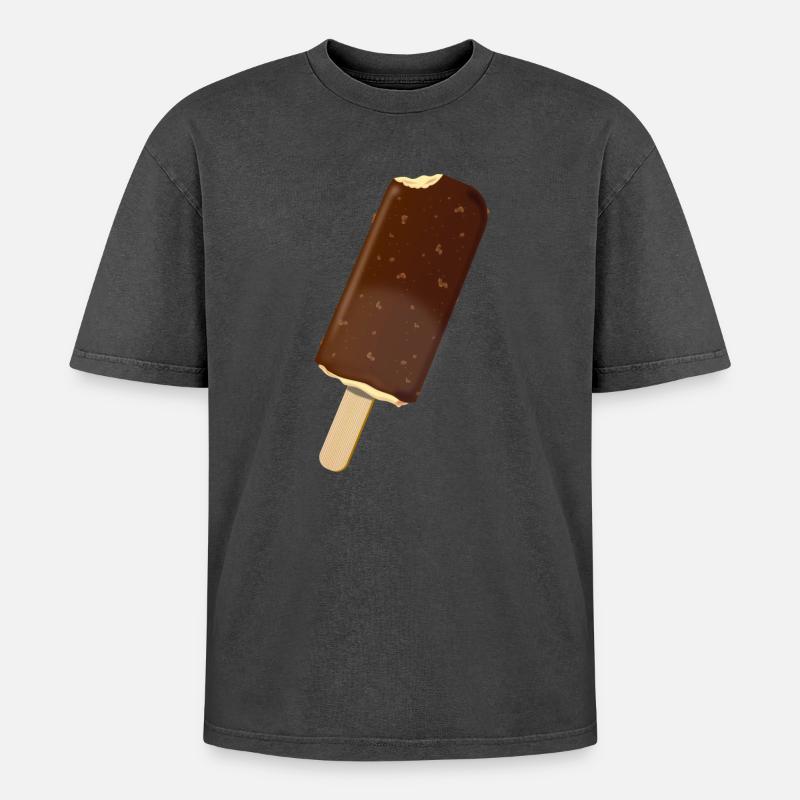 Eis - Oversized Unisex Premium Acid-Washed T-Shirt - Schwarz Acid Wash
