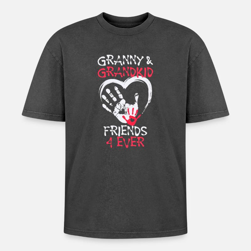 Enkelkind Großmutter Oma Lieblingsoma Statement - Oversized Unisex Premium Acid-Washed T-Shirt - Schwarz Acid Wash