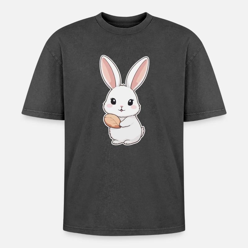 Bunny, Rabbit, Easter Bunny - Oversized Unisex Premium Acid-Washed T-Shirt - acid washed black