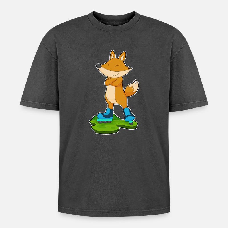 Fuchs Inline skating Inline skates - Oversized Unisex Premium Acid-Washed T-Shirt - Schwarz Acid Wash