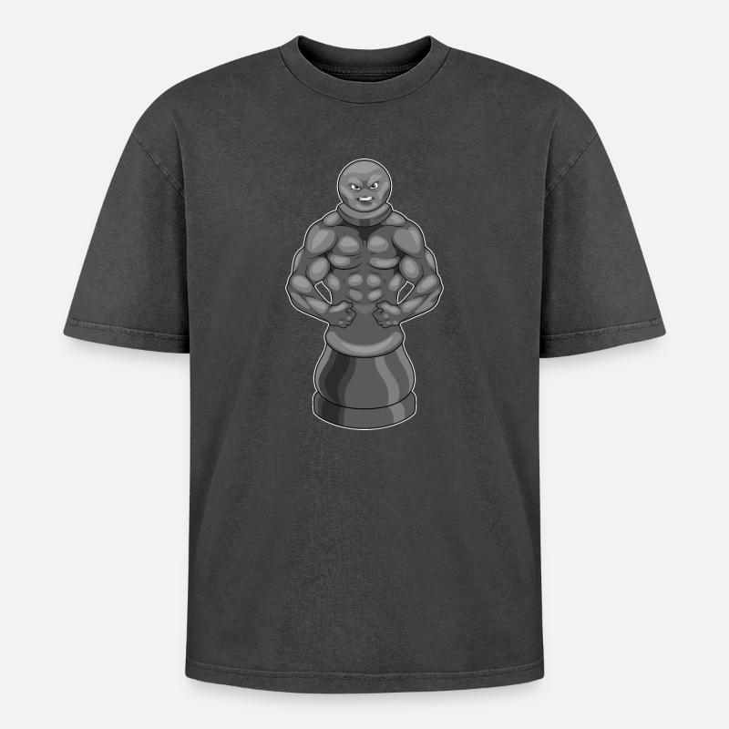 Schachfigur Bauer Schach Krieger - Oversized Unisex Premium Acid-Washed T-Shirt - Schwarz Acid Wash