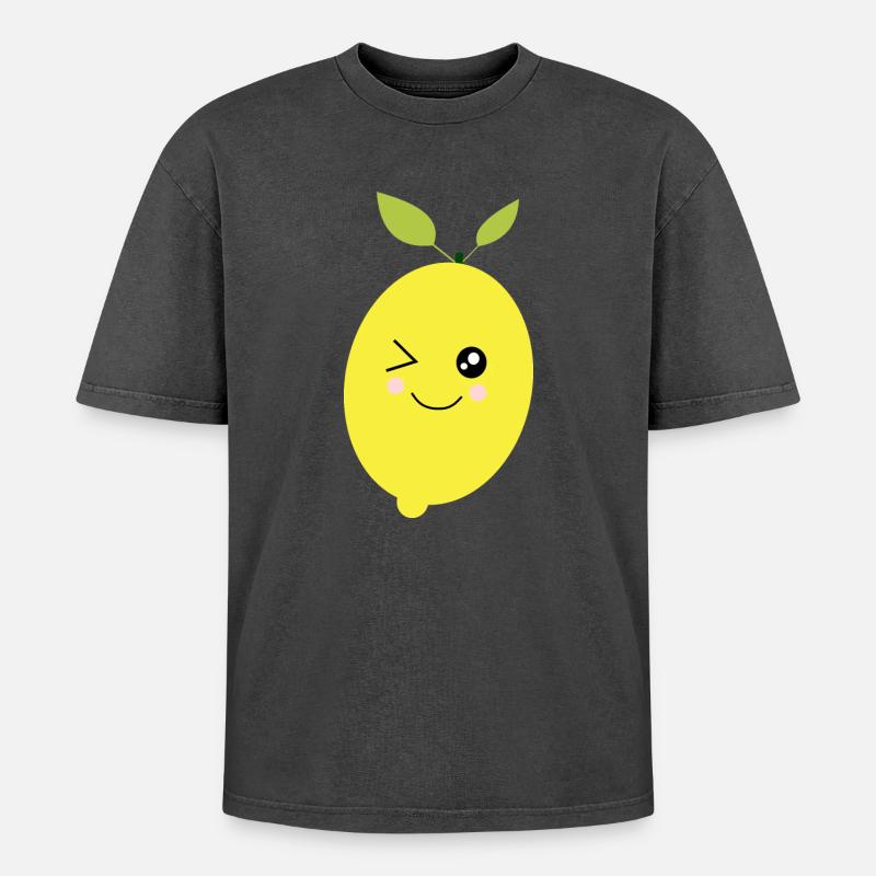 Lemon Lime Lime - Oversized Unisex Premium Acid-Washed T-Shirt - acid washed black