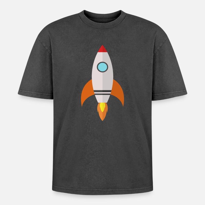 Rocket space - Oversized Unisex Premium Acid-Washed T-Shirt - acid washed black