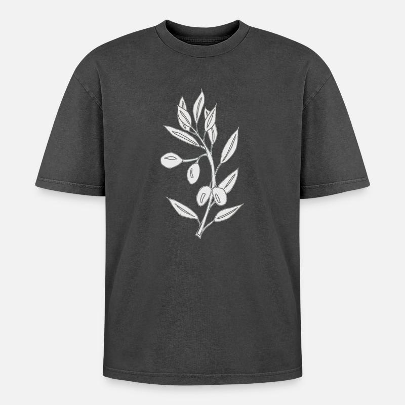 olive grey - Oversized Unisex Premium Acid-Washed T-Shirt - acid washed black