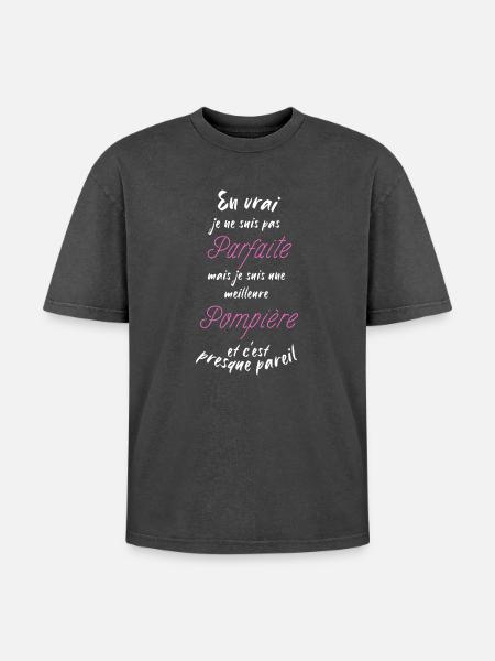 I'm the best Firefighter - Oversized Unisex Premium Acid-Washed T-Shirt - acid washed black