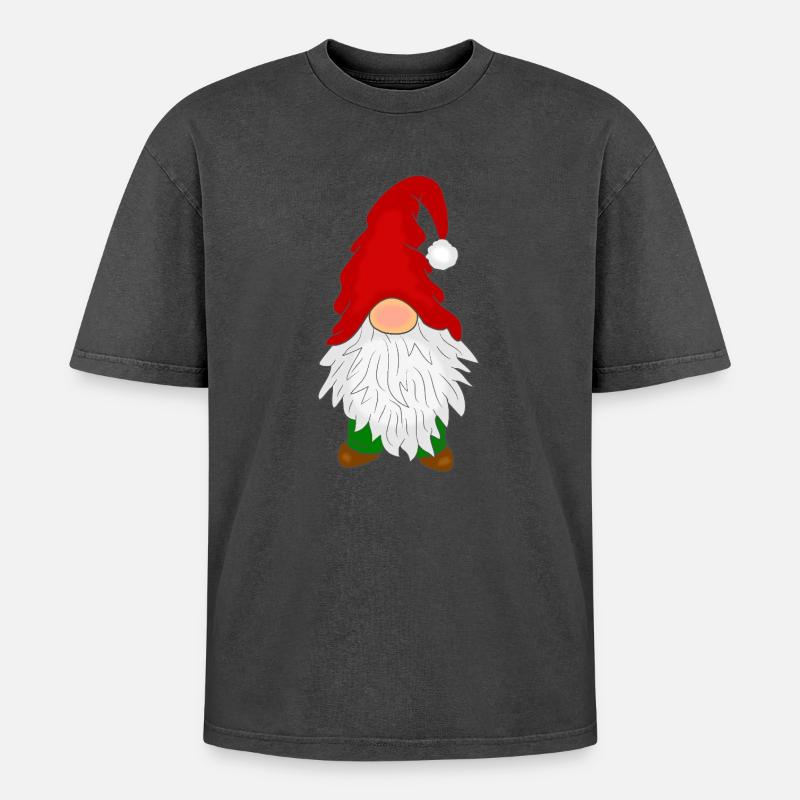 Gnome with a beard - Oversized Unisex Premium Acid-Washed T-Shirt - acid washed black