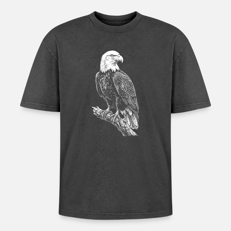 Silhouette d’aigle perché - T-shirt Premium unisexe oversize acid-washed - noir délavé acide