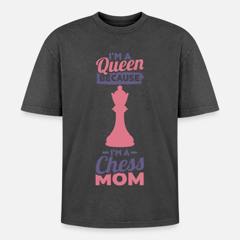 Schach Mutter - Oversized Unisex Premium Acid-Washed T-Shirt - Schwarz Acid Wash