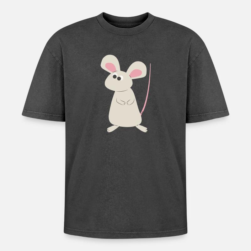 Cleveres Mäuschen - Oversized Unisex Premium Acid-Washed T-Shirt - Schwarz Acid Wash