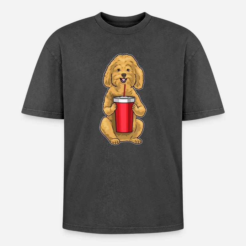 Mug caniche - T-shirt Premium unisexe oversize acid-washed - noir délavé acide