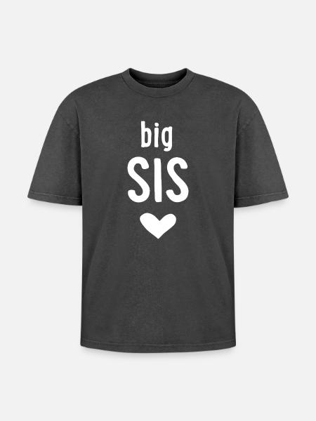 big sis - Oversized Unisex Premium Acid-Washed T-Shirt - acid washed black