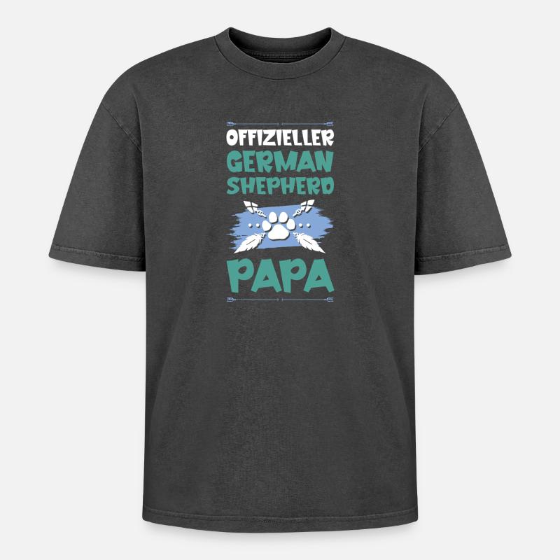 deutscher schäferhund hunde papa - Oversized Unisex Premium Acid-Washed T-Shirt - Schwarz Acid Wash